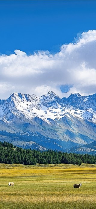 雪山草原美景