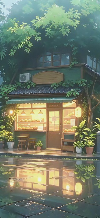 雨中的便利店