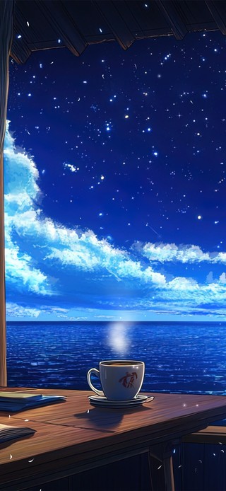 窗外海景夜