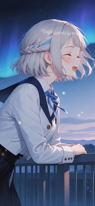 唯美晚霞少女