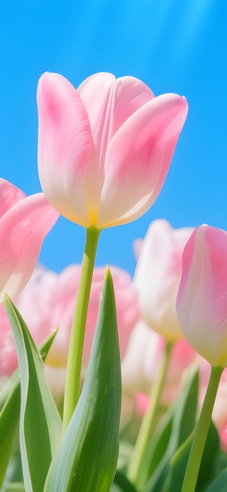 蓝天下的郁金香