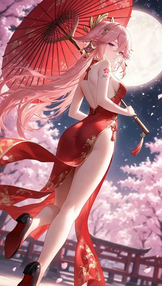 八重神子丨红色旗袍丨