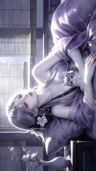 氛围窗紫系古风少女