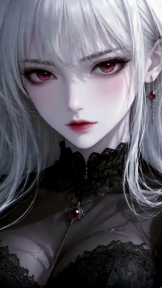 白发红瞳暗黑二次元美少女