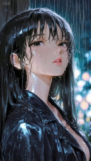 淋雨的少女