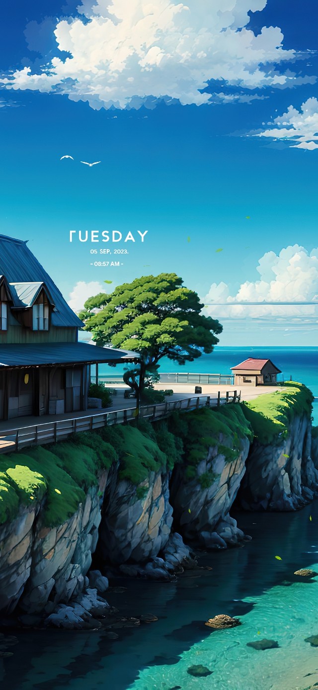 4K清新夏日海景小屋