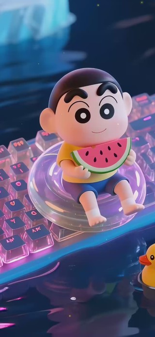 夏日清凉键盘上的小新