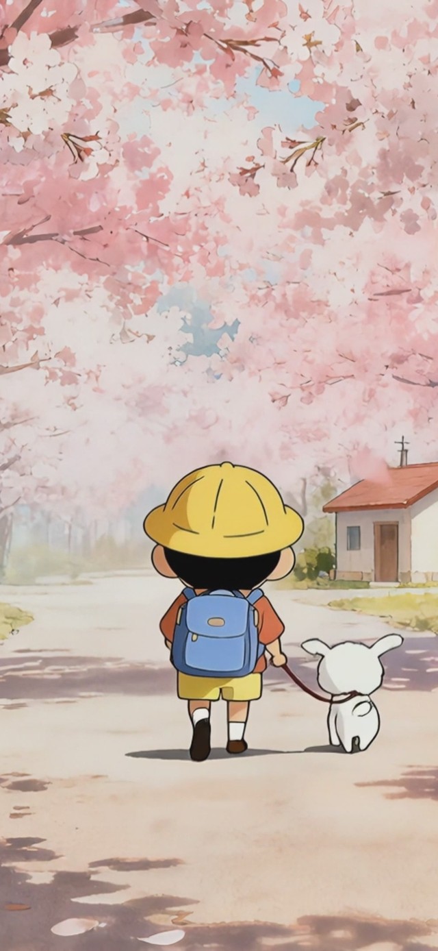 樱花树下的小新