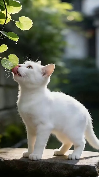 吃叶子猫咪