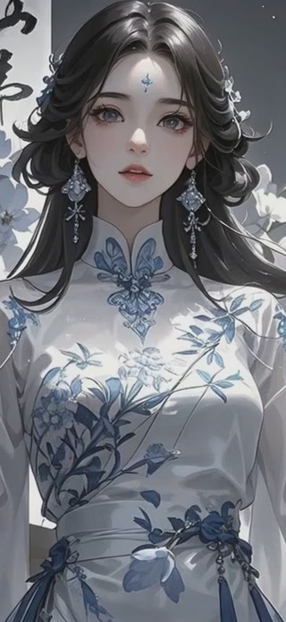 兰花白裙少女