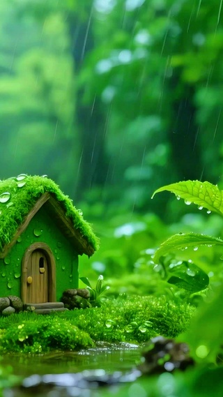 护眼治愈雨中小屋4K