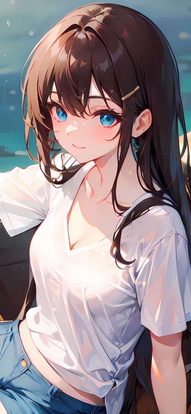 夏日荷塘少女