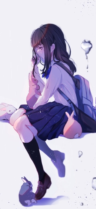 伤心的兔子女高中生