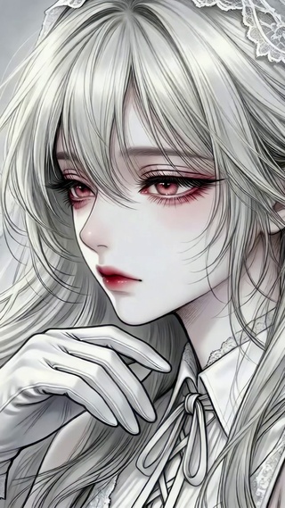 黑白系头纱少女