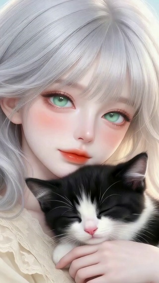 甜美猫和少女