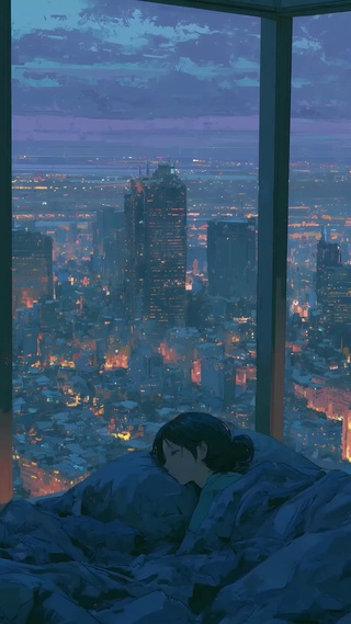 雨天房间的少女