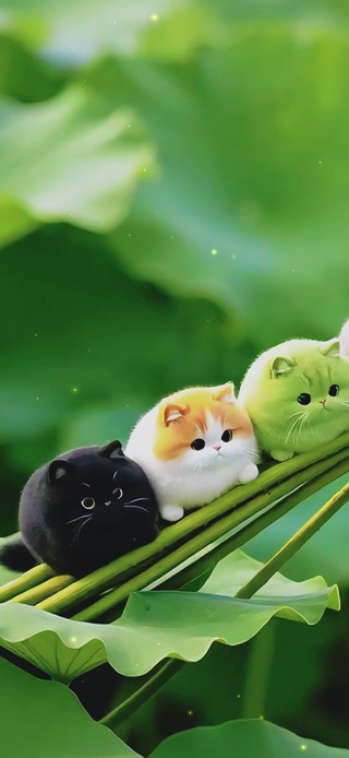 可爱荷塘小猫