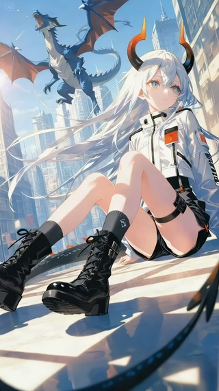 长腿可爱龙少女