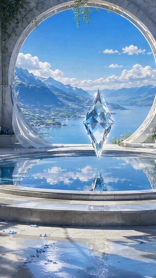 治愈蓝调山湖水晶露台