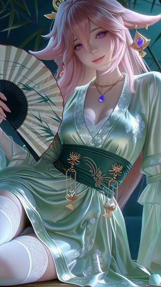 月夜竹林的八重神子