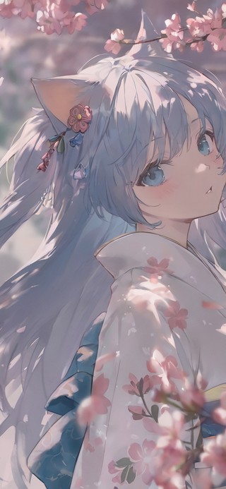 樱花下的猫耳少女