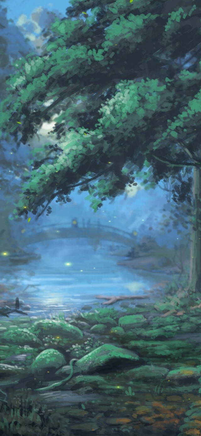 治愈唯美夜晚森林小屋