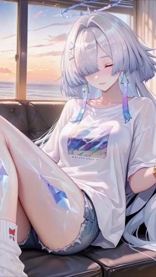 白毛晚霞长腿美女莫宁