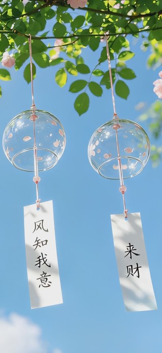 清新护眼来财风铃