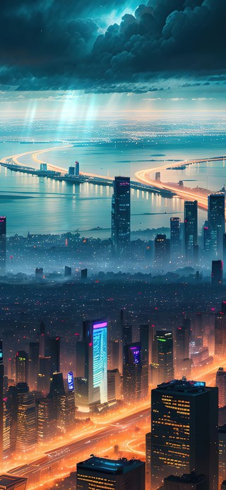4K赛博朋克未来科幻城市夜景