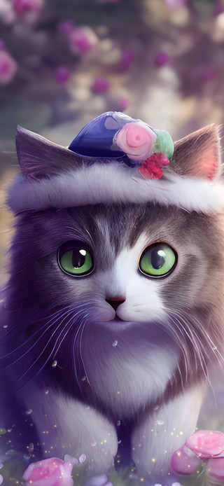 可爱戴帽子的猫咪
