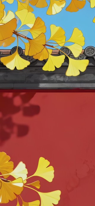 护眼金秋银杏古风城墙