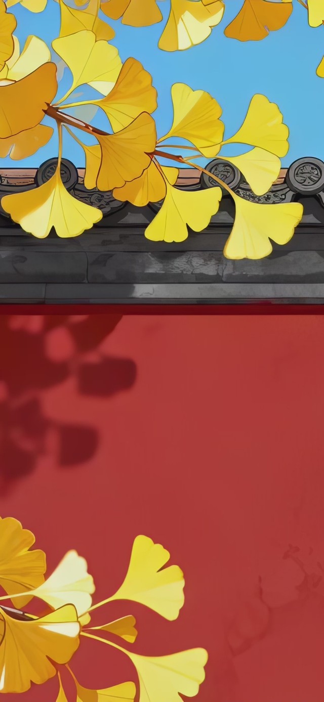 护眼金秋银杏古风城墙