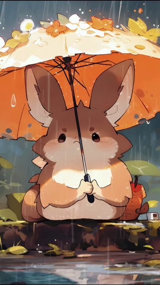 森林雨中松鼠