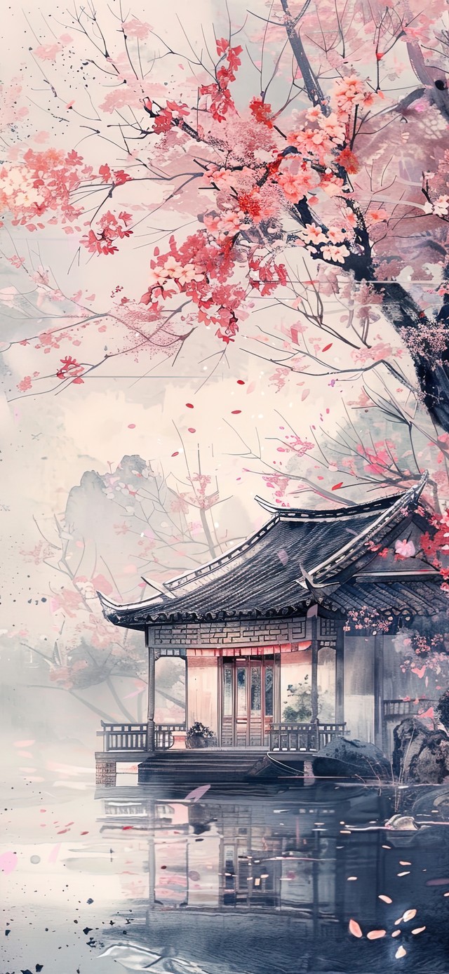 水乡樱花古建筑