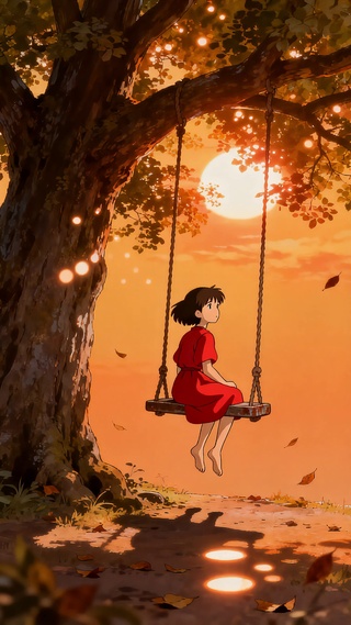 秋千上的少女