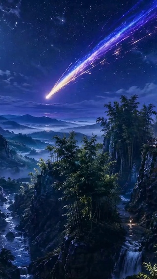 流星月夜竹径