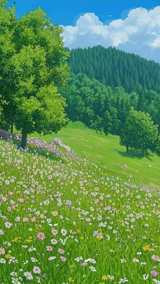 护眼山川绿景