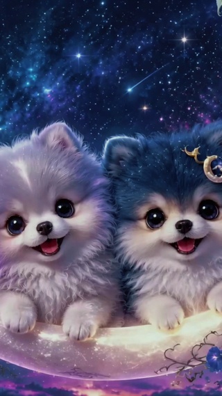 星空秋千可爱小狗