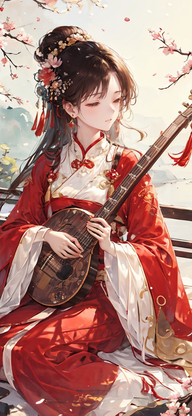 古风弹琵琶少女