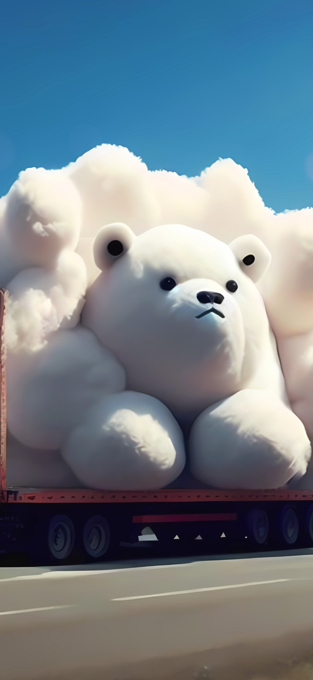 机车可爱大白熊