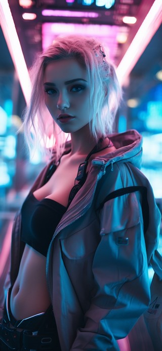赛博朋克灯光下