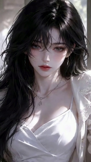 窗边清冷氛围感长发美女