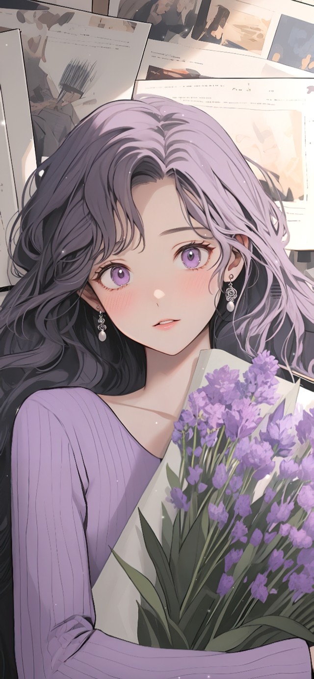 怀旧风捧花少女