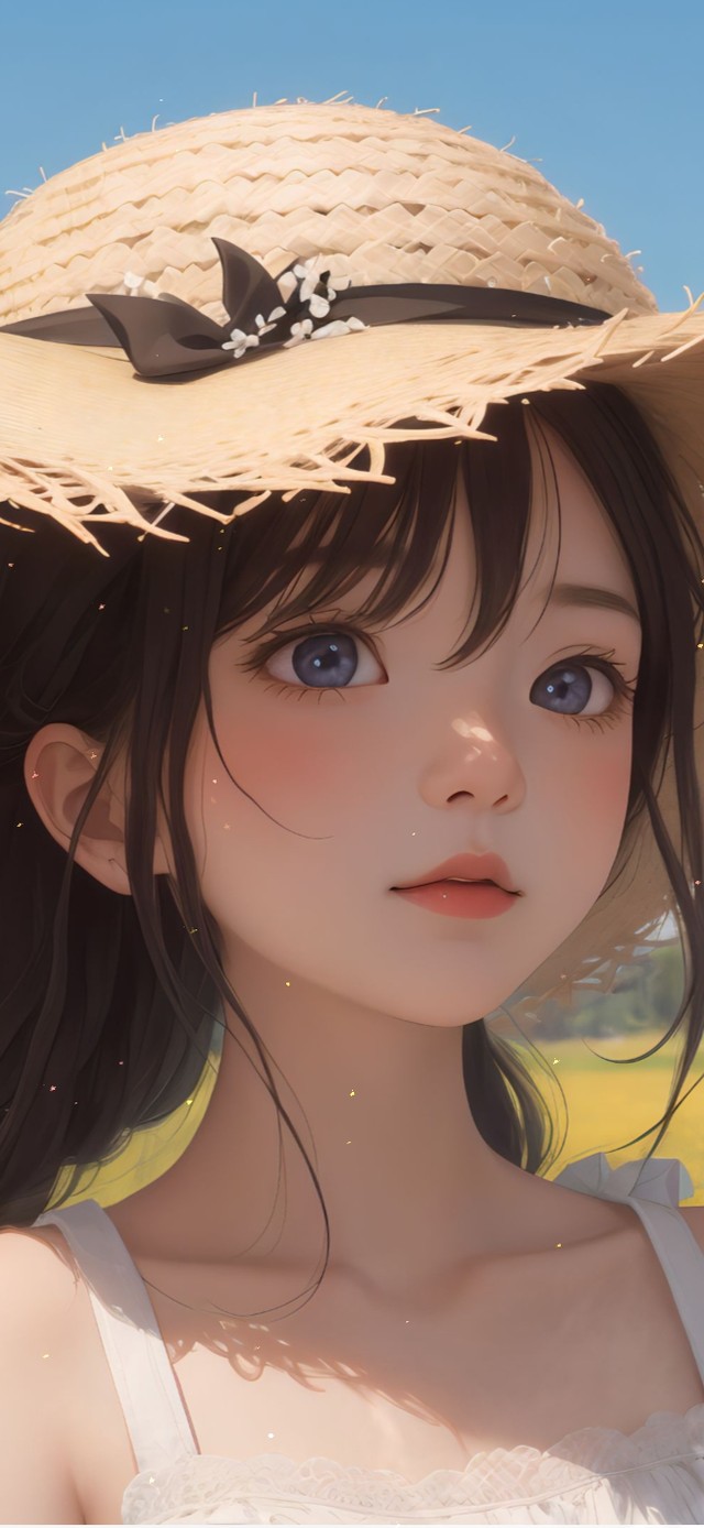 田野草帽可爱女孩