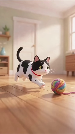 可爱小猫追球动态壁纸