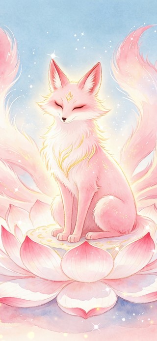 花漾壁纸|粉光九尾狐