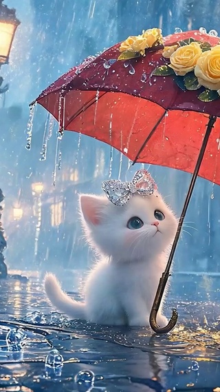 雨天可爱猫咪