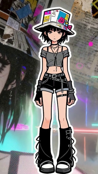 日系非主流风动漫插画女孩