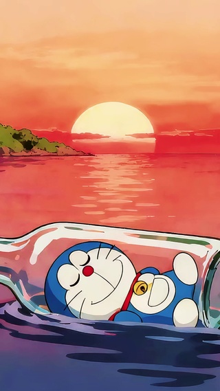 夕阳海飘瓶里酣睡的蓝胖子