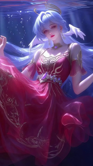 水下梦幻蓝发礼服女神